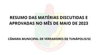 Resumo do mês de maio na Câmara Municipal de Vereadores de Tunápolis